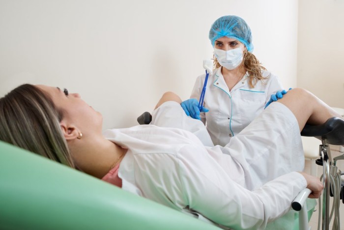 Girl in a gynecological chair