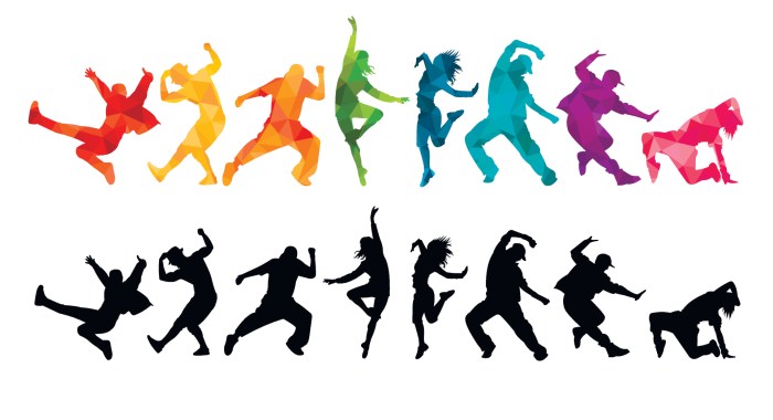 Color silhouettes of dancers
