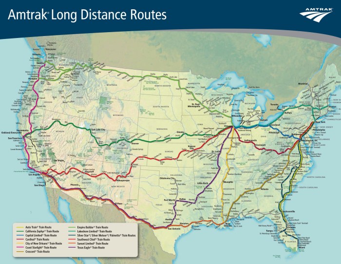 Amtrak train route map