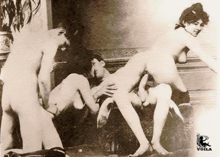 Retro violence of hairy women