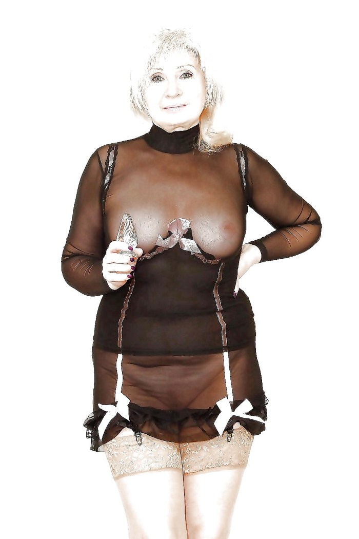 Mature in transparent underwear