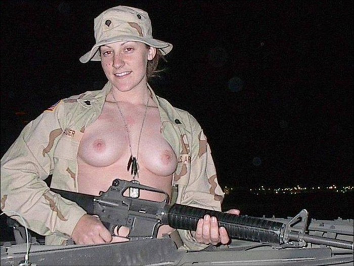 Naked against the background of the American flag XXX