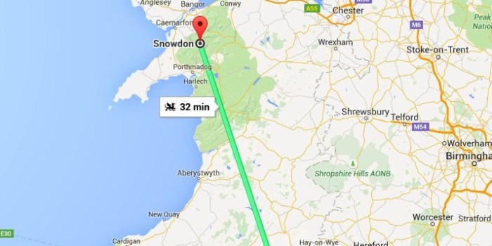 The physical map of Wales