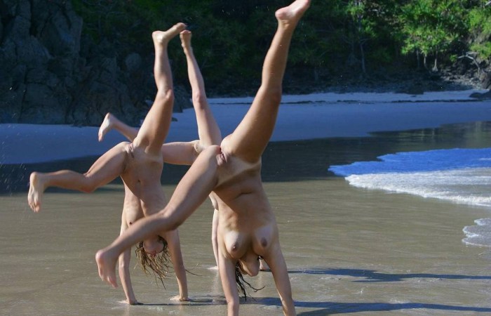 Young gymnasts at sea naked