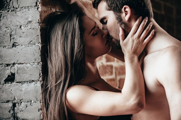 A passionate kiss