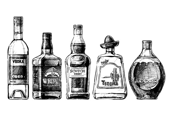 Alcoholic drinks illustrations