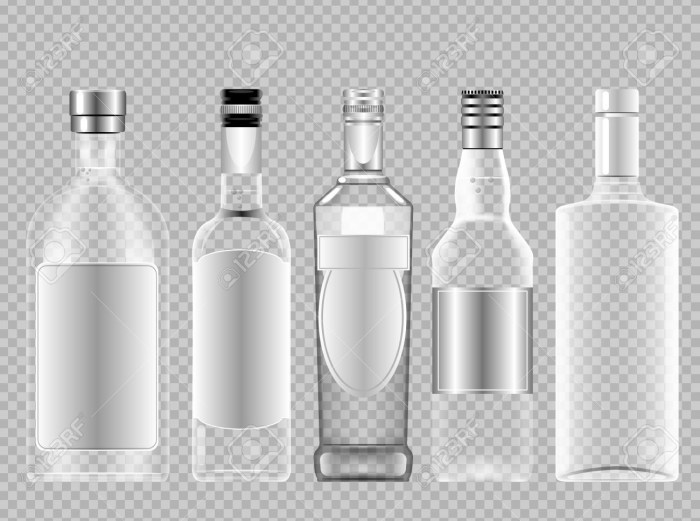 Vodka in a transparent bottle