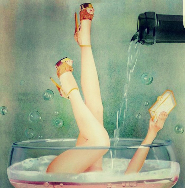 A woman with a glass