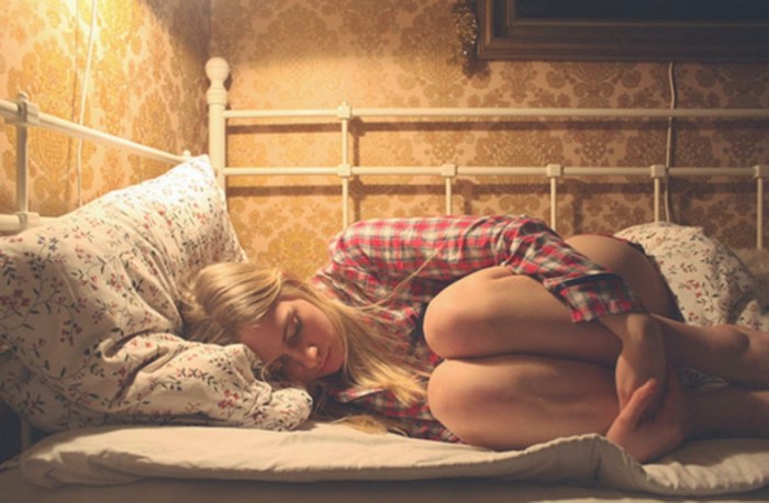 Blonde girls in bed