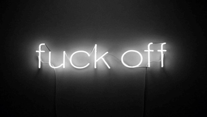 Neon inscriptions are white