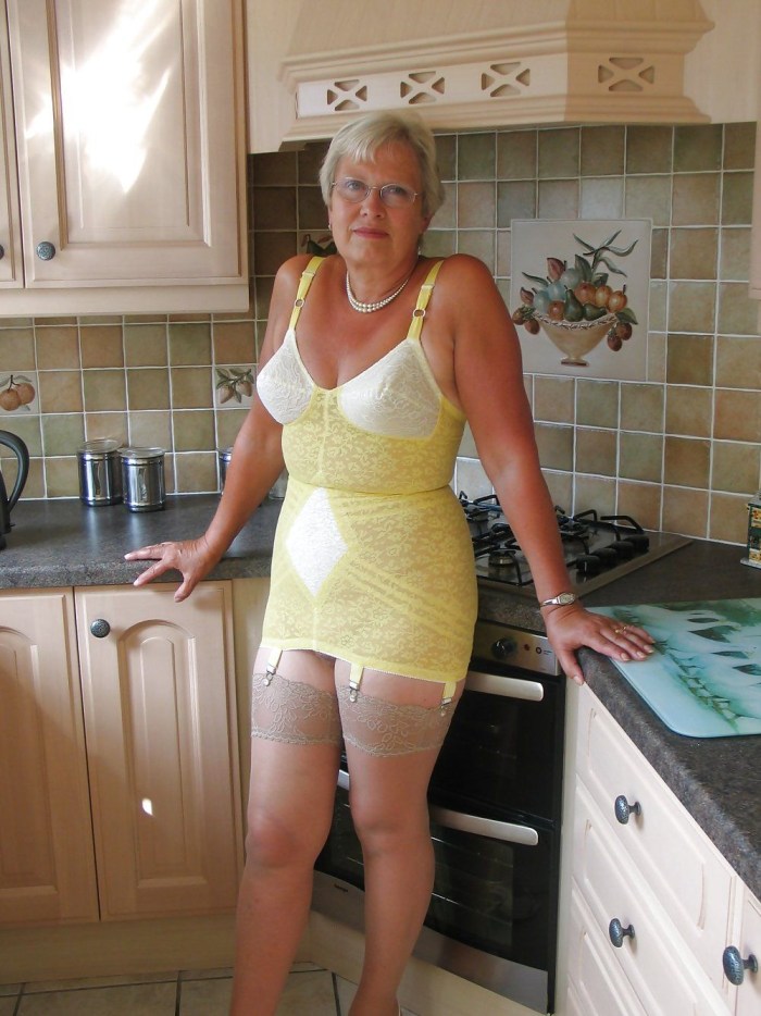Elderly granny in stockings