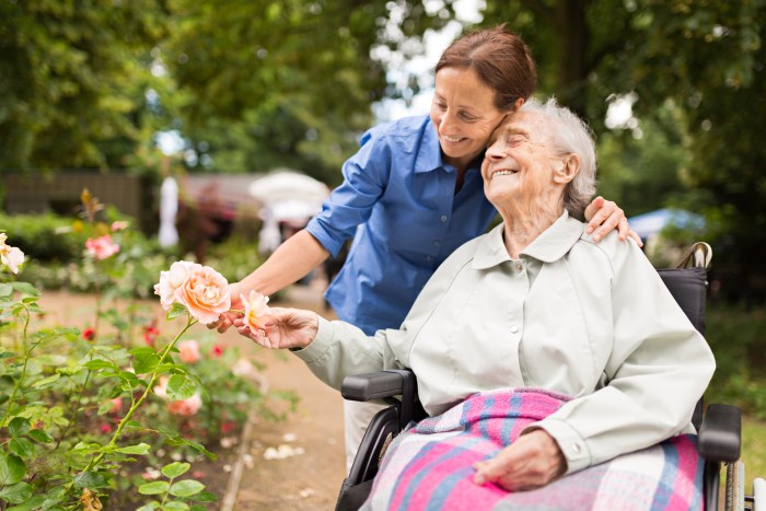The elderly laugh