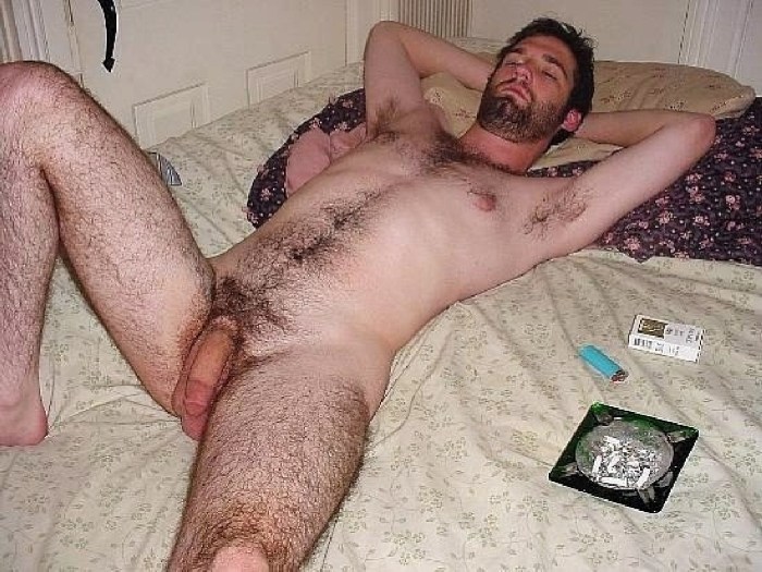 Caucasians naked with hairy member