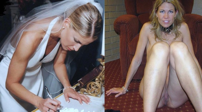 Naked women in a wedding dress