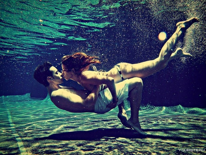Guy and girl underwater
