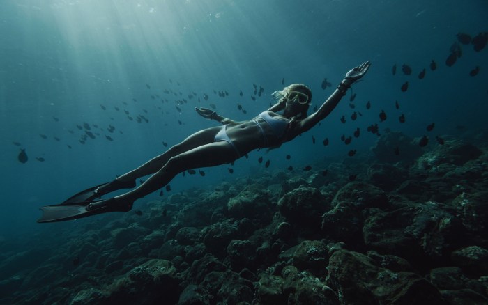 Submarine swimming nude