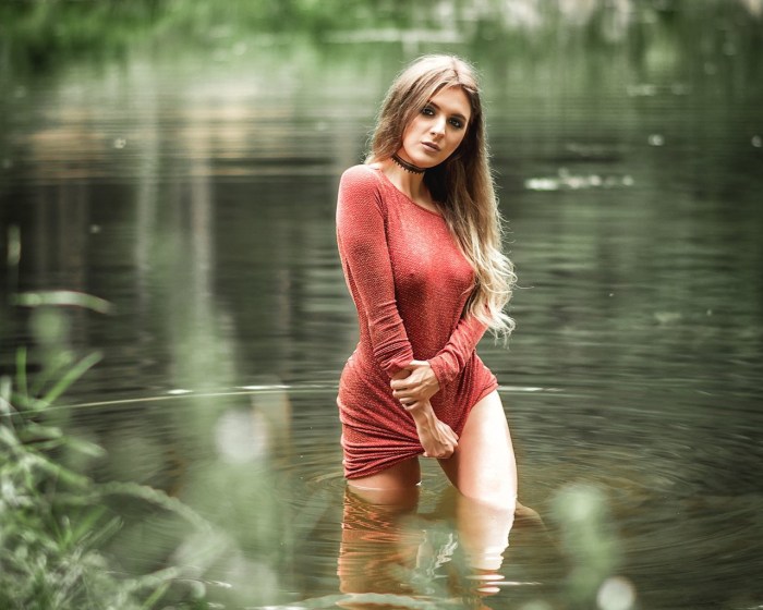Girls in wet clothes