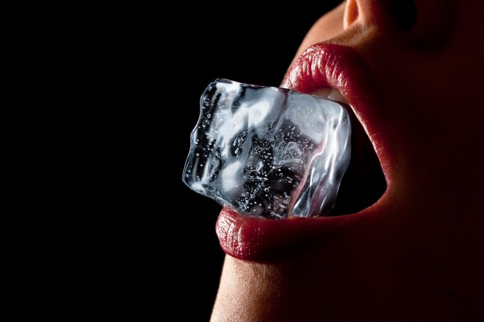 Ice in the mouth of a girl
