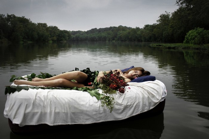 Bed in the lake