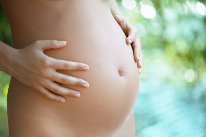 Pregnant open belly
