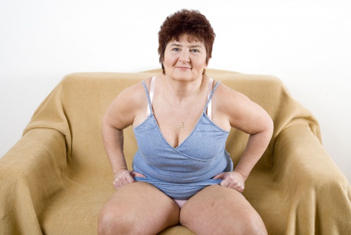 An elderly woman with shaggy