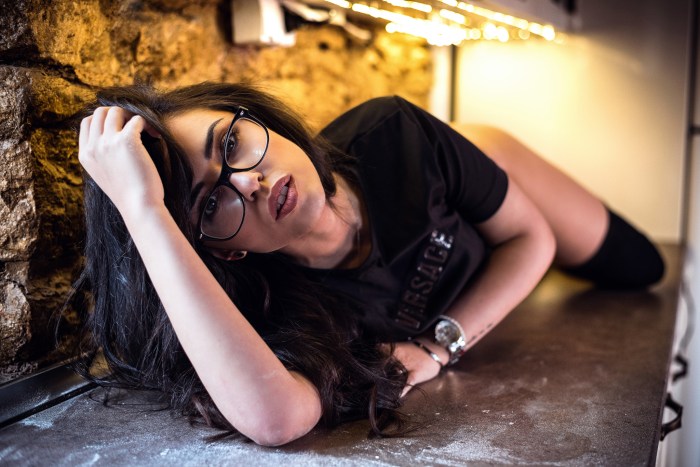 Black -haired girls with glasses