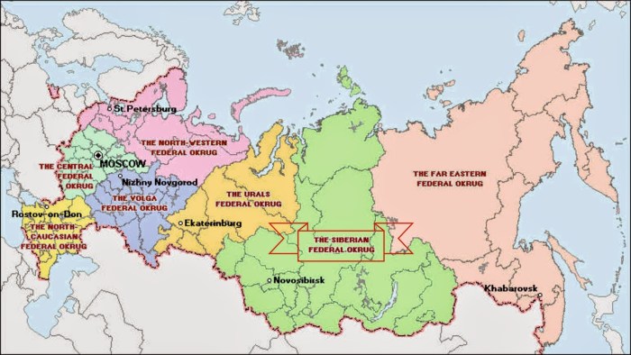 Federal districts of the Russian Federation Contour map