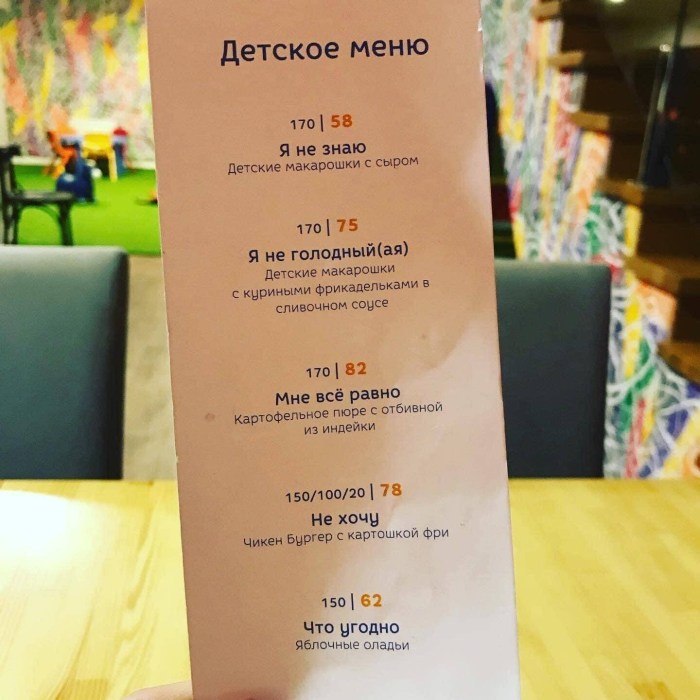 I don't know the children's menu