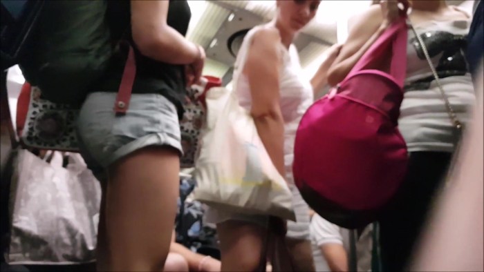Girls without panties under a skirt