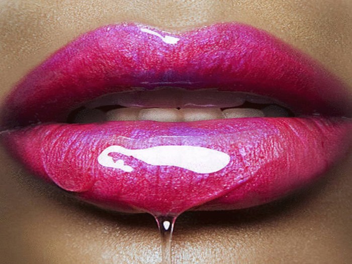 Lips with a drop