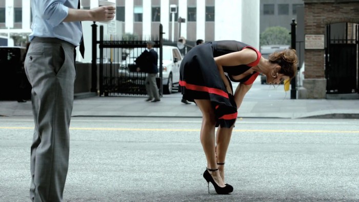 The woman leaned forward