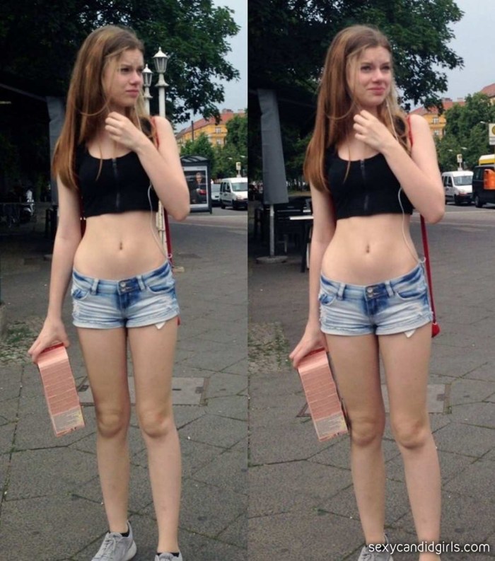 Girls in military uniform and without her