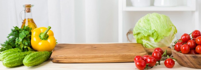 Vegetables on the table in the kitchen
