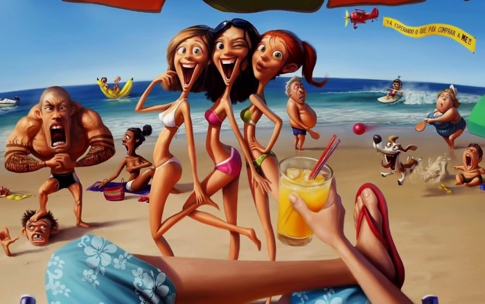 Caricatures on the beach