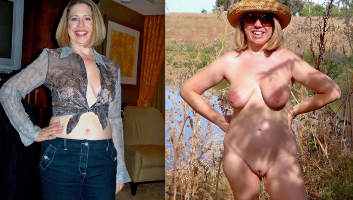 Mature Big Saggy Tits dressed and stripped