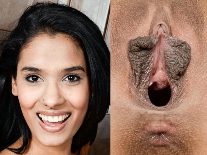 The face of the girl and her vagina