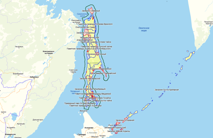 Primorye map of the Far East Primorye