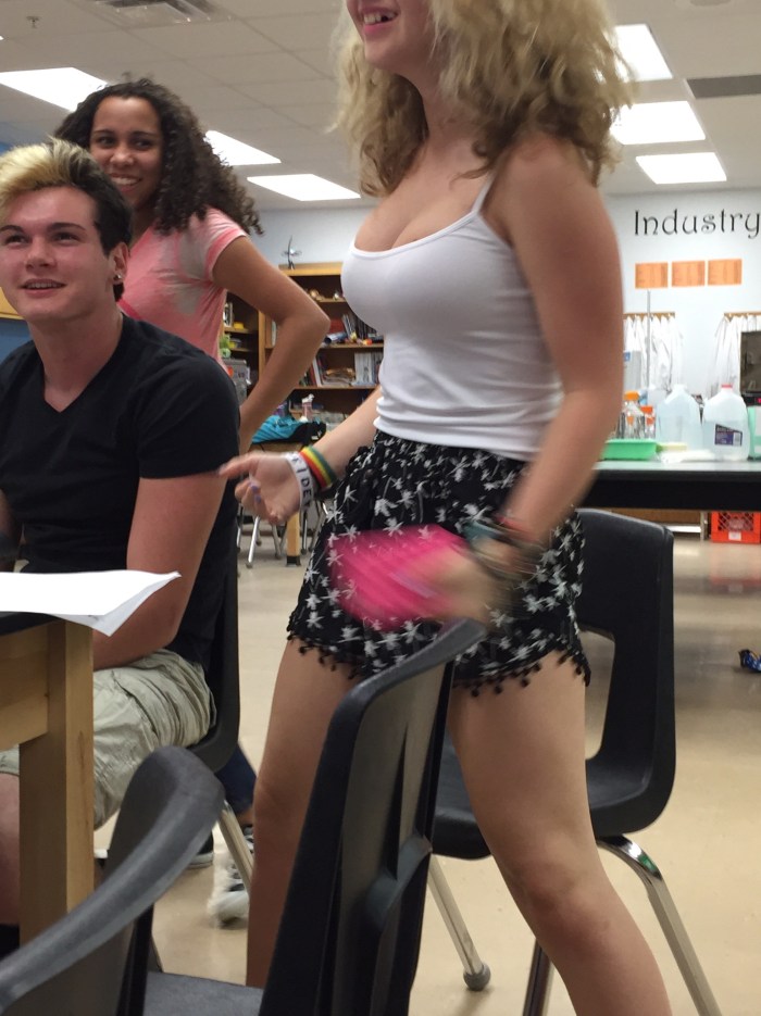School butt in jeans