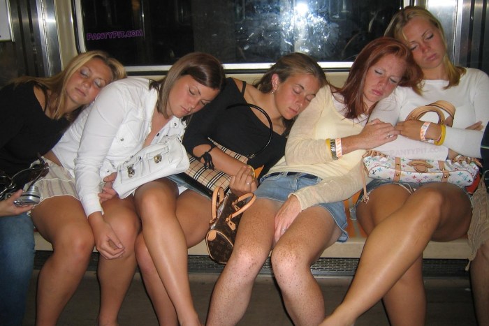 Girls in pantyhose at a party