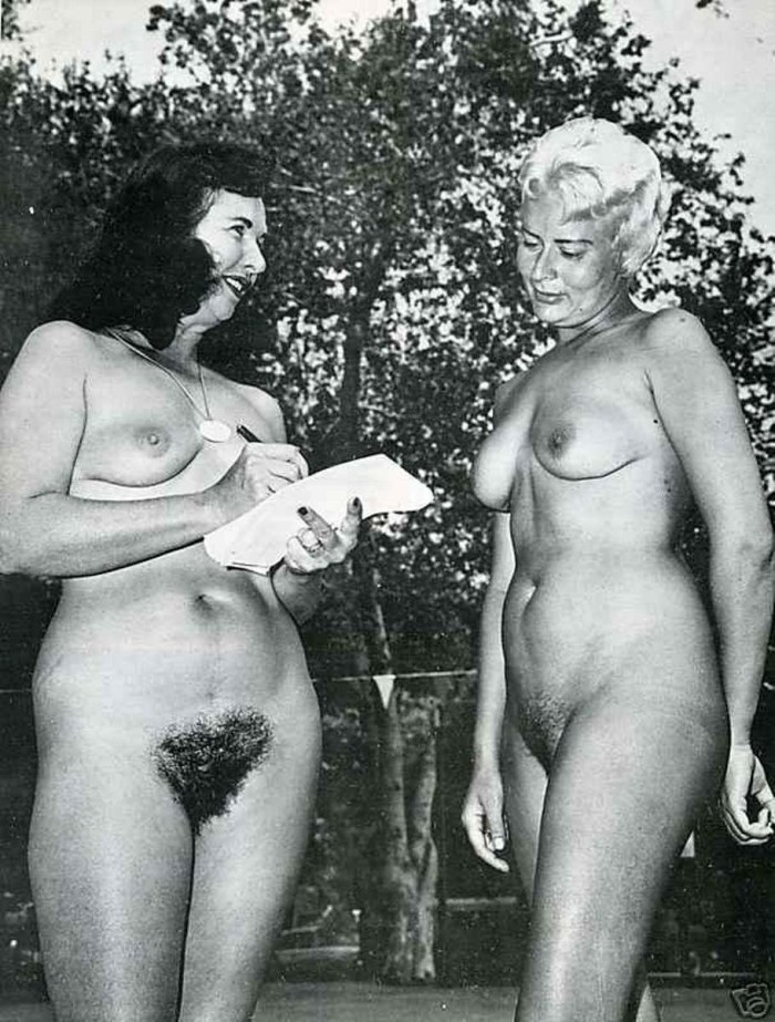 Elderly retro nudists