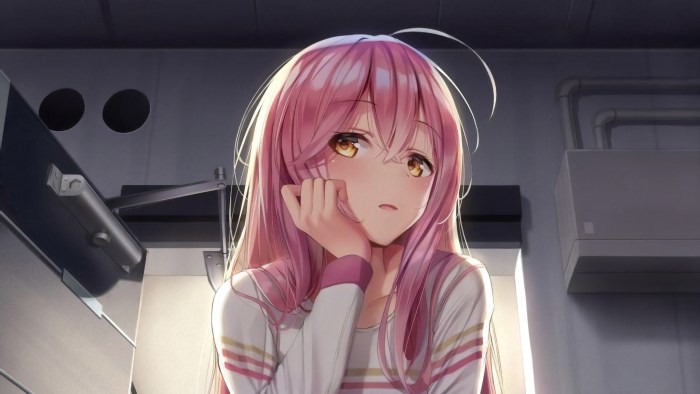 Girl 16 years old with pink hair