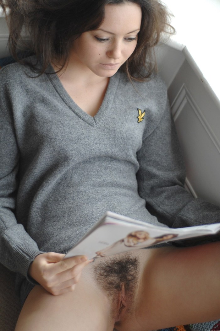 Naked hairy in a sweater