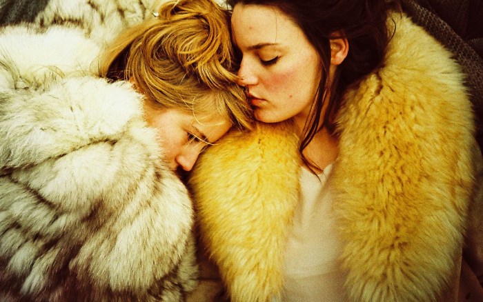 Girl Lezbian in a fur coat