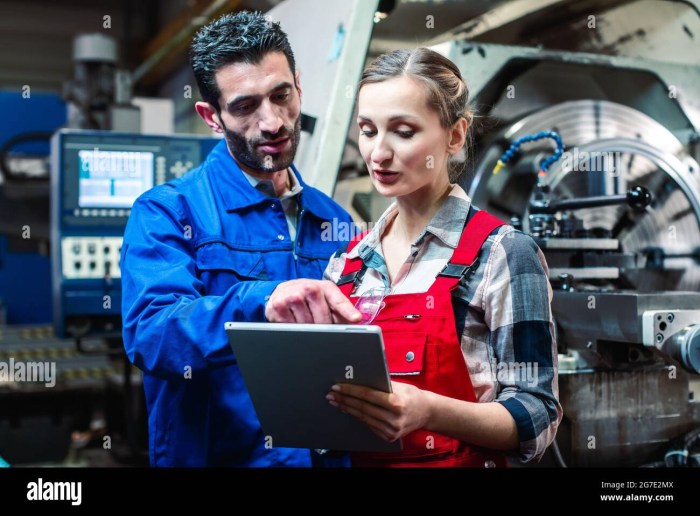 Man and woman at the factory