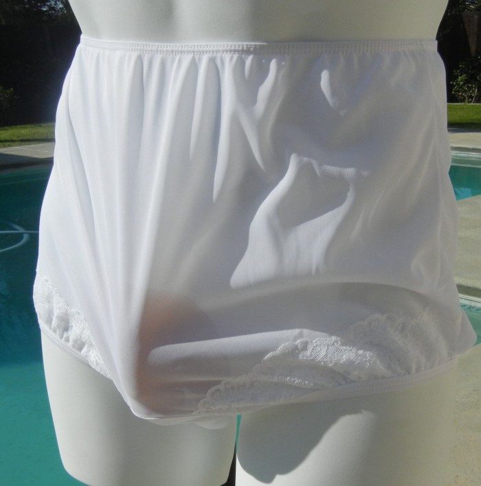 Large ladies in white underpants