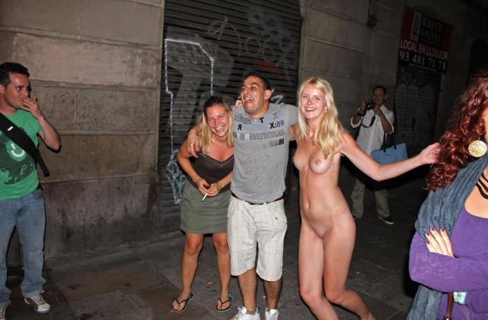Men paw naked women