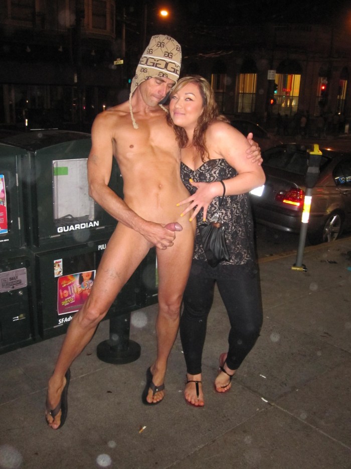 Spread her legs in public