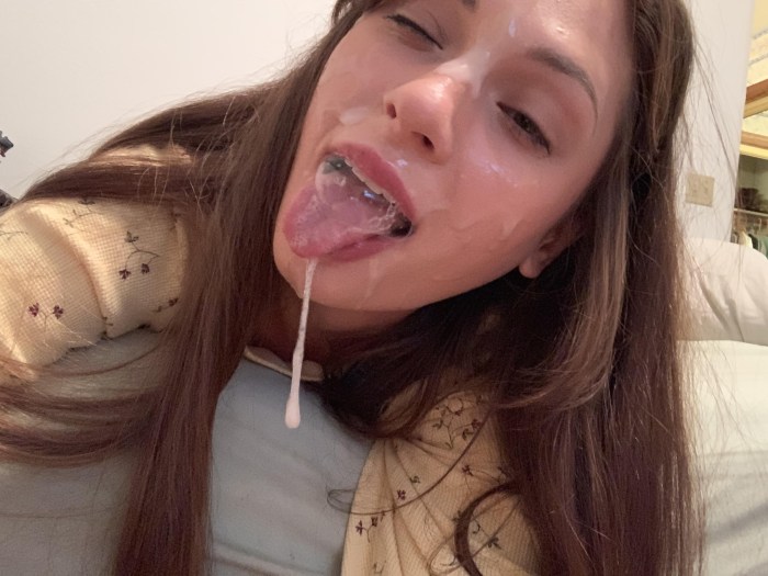 Cum on the face of private selfie