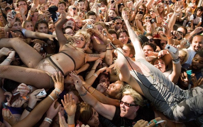 Naked boobs at rock concert