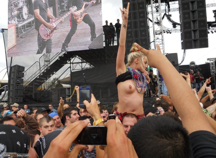 Naked boobs at rock concert